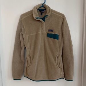 Patagonia Beige Fleece with Teal Trim